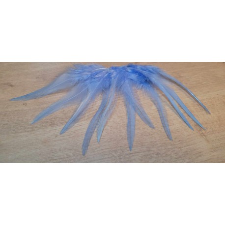 Lot de 20 Plumes naturelles de coq couleur bleu ciel